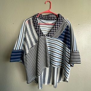 Free People Blue Patchwork Top